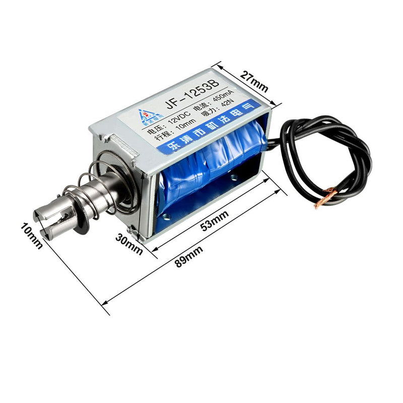 [Australia - AusPower] - uxcell DC 12V 42N 10mm Stroke Pull Push Type Open Frame Solenoid Electromagnet Linear Motion JF-1253B 