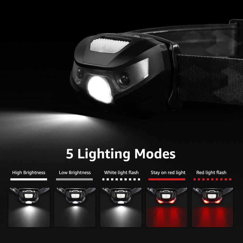 [Australia - AusPower] - LED Headlamp Rechargeable, Super Bright Head Lamp, 5 Modes, IPX4 Waterproof, Adjustable and Comfortable Headlamp Flashlights for Adults and Kids 