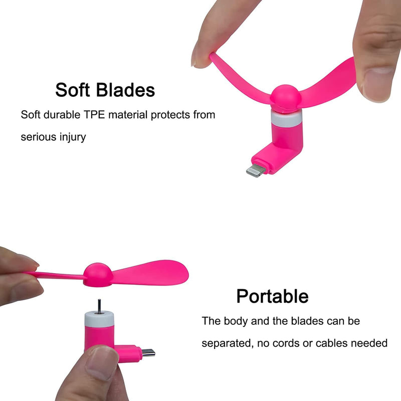 [Australia - AusPower] - Sokelinn-six Type C Phone Fan, Mini USB C Cooling Hand Fans Portable Summer Cooler for ipad Type C Plug Devices-2 Pieces (Pink) Pink 