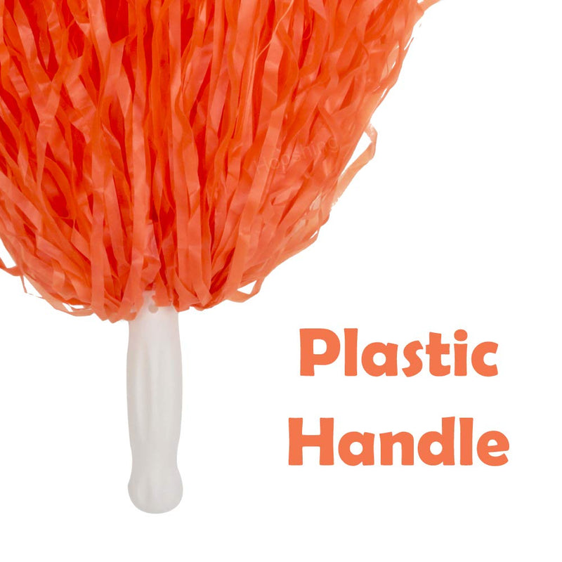[Australia - AusPower] - Hooshing 12 Pack Pom Poms Cheerleading Metallic Foil Cheer Pom Poms with Plastic Handles for Rooters Cheering Squard Team Spirit Sports Hot Orange 