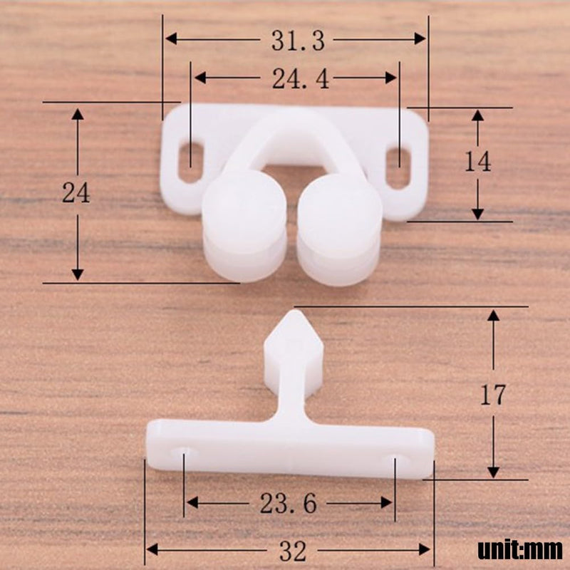 [Australia - AusPower] - 3Pcs White Marine Boat Ball Catch Door Cupboard Spring Back Plates Roller Latch Plastic Catches Cabinet Hardware 