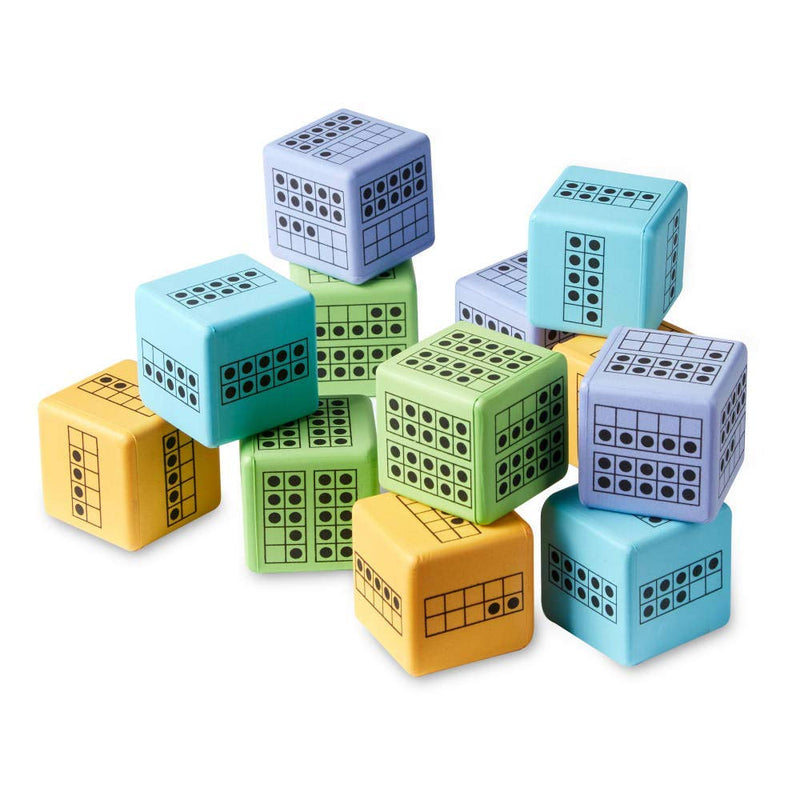 [Australia - AusPower] - hand2mind Ten Frame Dice, Large Foam Dice for Classroom, Subitizing Dice, Math Manipulatives for Elementary School, Counting Toys for Toddlers, Educational Toys for Preschool Children (Set of 12) 
