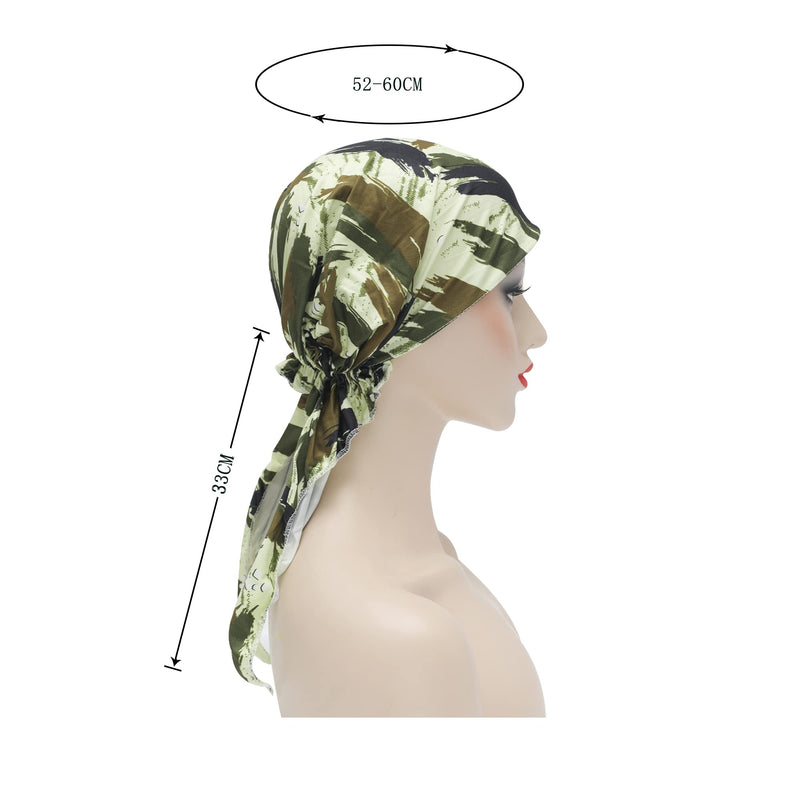[Australia - AusPower] - ZLYC Chemo Headwear Pre Tied Head Scarf Headwraps Lightweight Turban Beanie Cap for Women Camo Green 