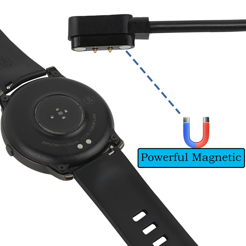 [Australia - AusPower] - Smartwatch Magnetic Charger Cable [2 Pack]Compatible with Yamay SW022,AGPTEK LW11 TicWatch GTX,Motast Mugu Chalyh Allcall P36A P36B 1.69" Fitness Watch,3.3Ft 2 Pins USB Charging Cord 