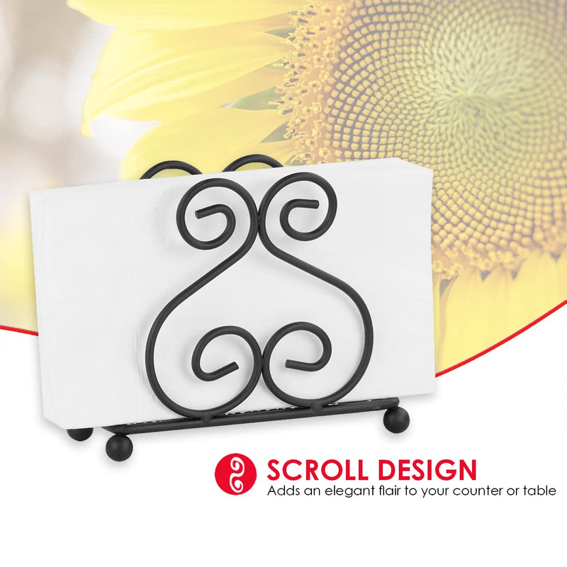 [Australia - AusPower] - Home Basics Scroll Collection Steel Napkin Holder, Freestanding Tissue Dispenser Organizer for Kitchen Countertop, Durable, Sturdy, Home Décor, Black 