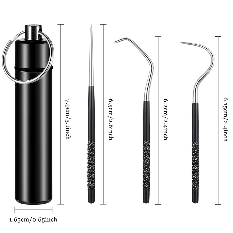 [Australia - AusPower] - Portable Titanium Toothpicks Pocket Set Reusable Metal Stainless Steel Toothpicks with Holder for Outdoor Picnic and Camping (Black,1 Set) 1 Black 