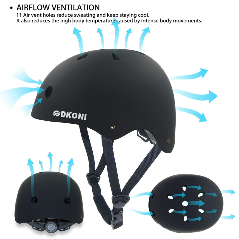 [Australia - AusPower] - Skateboard Helmet for Kids Bike Helmets: Toddler Bicycle Scooter Skate Cycling Skateboarding Inline Skating BMX Multi-Sport Helmet for Girls Boys BLACK Small:18.9-20.5inch(48-52cm) 