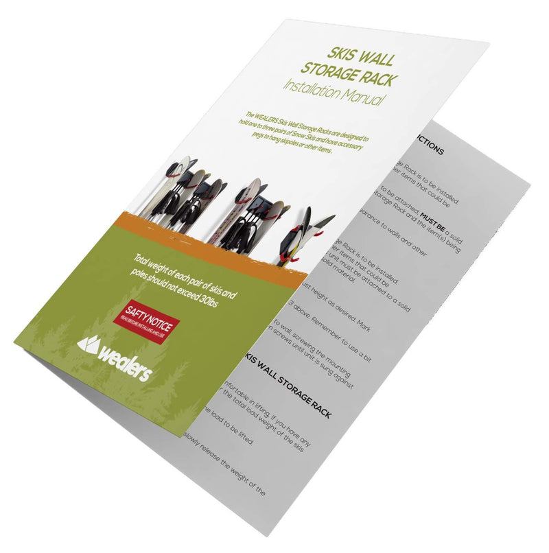 [Australia - AusPower] - Wall Mounted Rack Organizer for Skis and Poles Heavy Duty Horizontal Wall Ski Rack Garage Storage with Metal Frame and Padded Hooks Indoors Outdoors Premium Wall Hooks (Small Holds 1 Set of Ski's) 