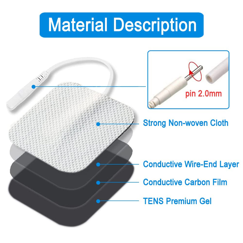 [Australia - AusPower] - Premium Reusable TENS Unit Replacement Electrode Pads - Combo 12 Pcs Self-Adhesive Electrodes Patches for TENS/EMS Massage Therapy 