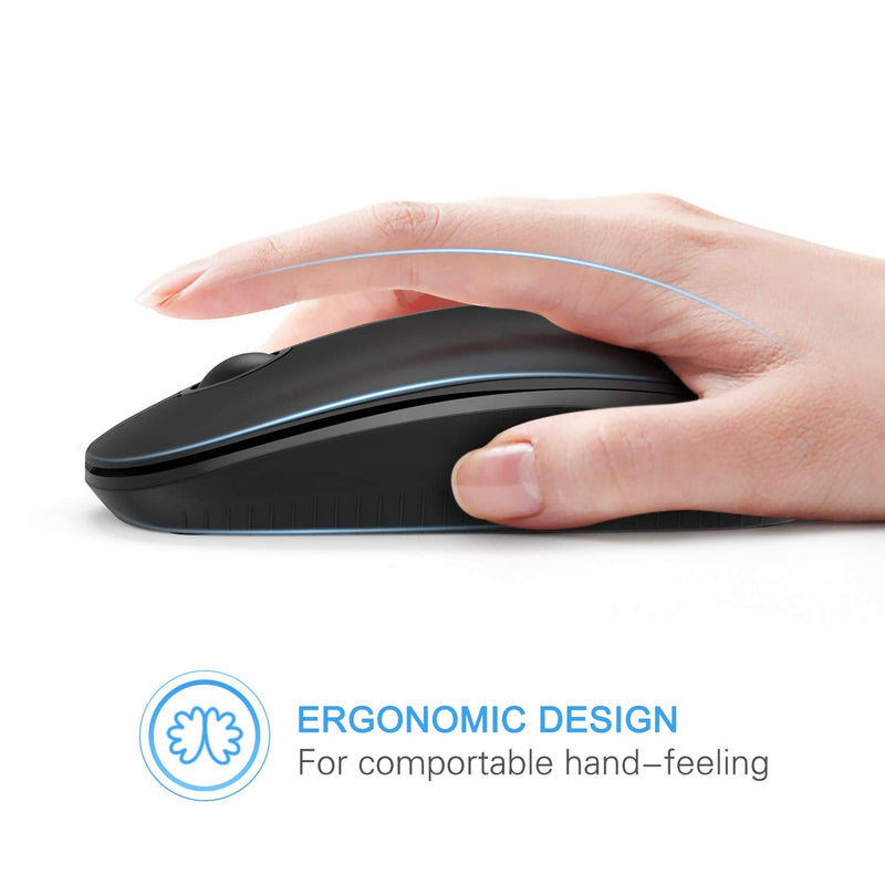 [Australia - AusPower] - Wireless Mouse, Vssoplor 2.4G Slim Portable Computer Mice with Nano Receiver for Notebook, PC, Laptop, Computer (Black) Black 