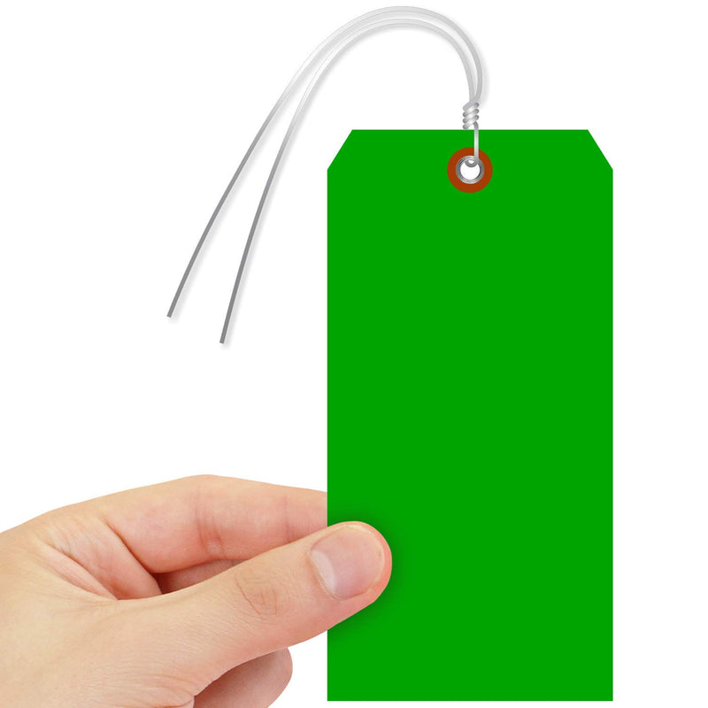 [Australia - AusPower] - SmartSign Blank Green Tag with Wire | 6 1/4" x 3 1/8" Tear Proof Polypropylene, Pack of 25 