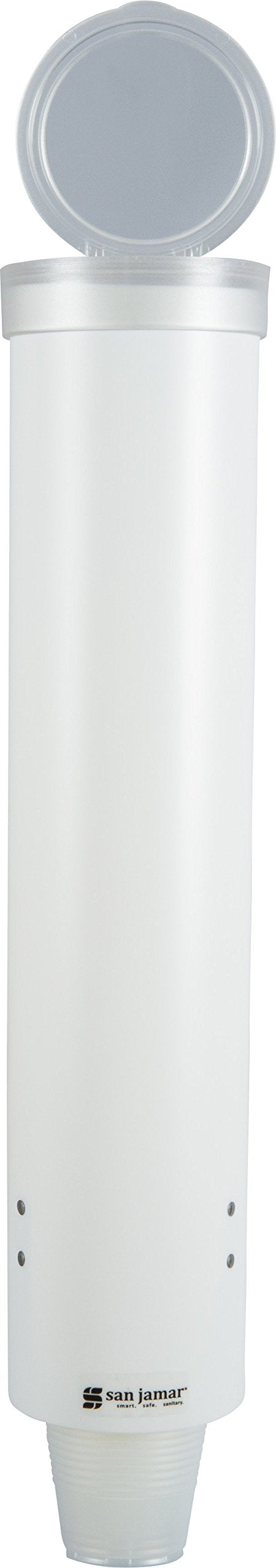 [Australia - AusPower] - CARLISLE FOODSERVICE PRODUCTS San Jamar C3165WH Medium Pull Type Water Cup Dispenser, Fits 4 to 10 oz Cone and Flat Bottom Cups, 16" Tube Length, White 