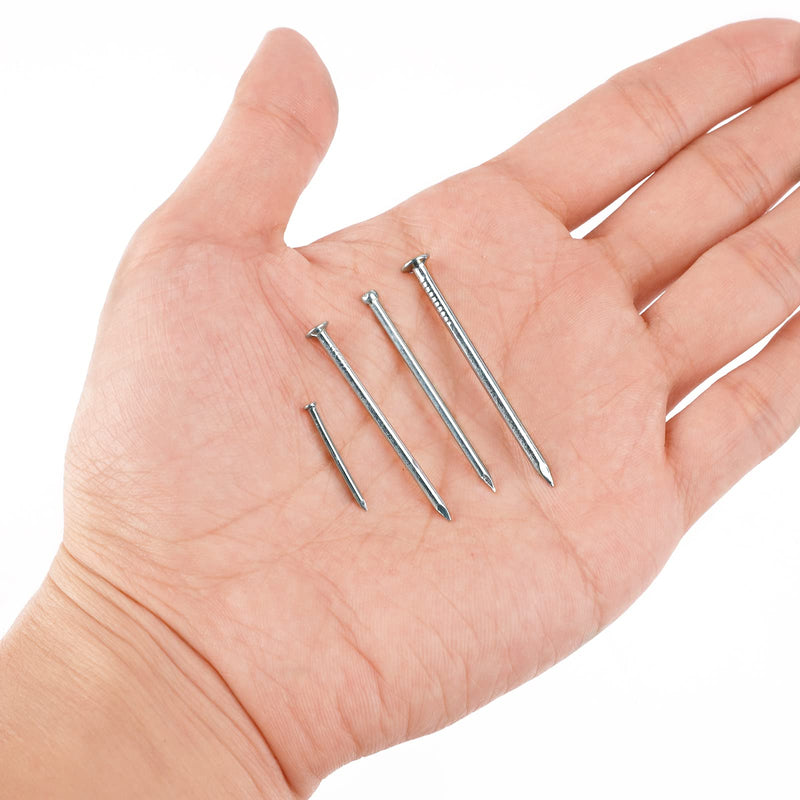[Australia - AusPower] - Coceca 200 Pack Hardware Nails for Hanging Pictures, 4 Size Zinc Tiny Nail Assorted Kit, Picture Nail, Small Nails, Finishing Nail, Wall Nails and Galvanized Nails for Wood 