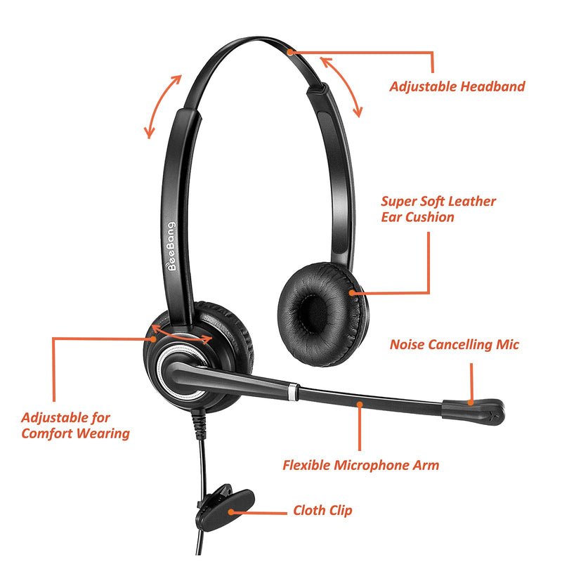 [Australia - AusPower] - Telephone Headset with Mic Mute & Volume Control for Landline Phone, Binaural Call Center Headset with Noise Cancelling Microphone for 6941 7841 7941 7942 7945 7960 7961 7962 7965 8845 8945 