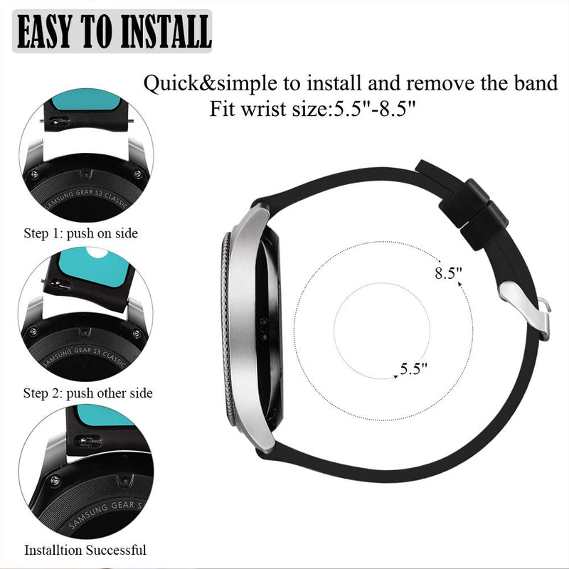 [Australia - AusPower] - Nigaee Compatible with Samsung Gear S3 Frontier & Classic, Galaxy Watch 46mm Bands, 22mm Silicone Watch Band Quick Release Strap Replacement for Gear S3 Smartwatch Bands Women Men Kit1 
