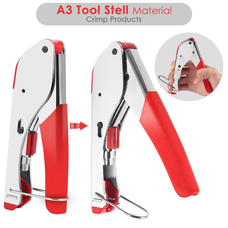 [Australia - AusPower] - Coax Cable Crimper, Coaxial Compression Tool Kit Wire Stripper with F RG6 RG59 Connectors Coax crimper 