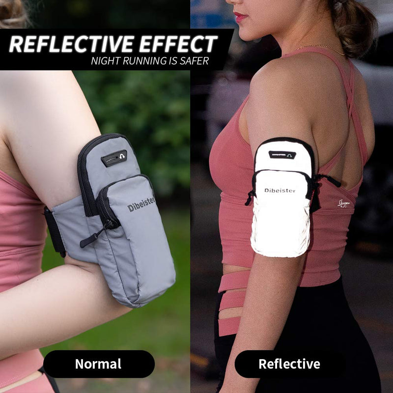 [Australia - AusPower] - Dibeister sport arm bag (L / 20) is a reflective, waterproof and sweat proof adjustable arm strap, suitable for iPhone, Samsung, LG and other mobile phones. For mobile phones up to 6.5 inches in size. Gray 4*1.6*8 inch 