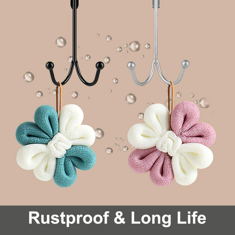 [Australia - AusPower] - 2Packs Over The Door Double Hanger Hooks,HFHOME Metal Twin Hooks Organizer for Hanging Coats, Hats, Robes, Towels- Silver 2 
