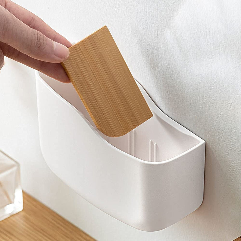[Australia - AusPower] - LINFIDITE Adhesive Remote Control Holder Universal Controller Holder Wall Mount Storage Organizer Box No Drilling with Slot Home Office Desk Nightstand Stationery Supplies Phones Charging,White 1 PCS 