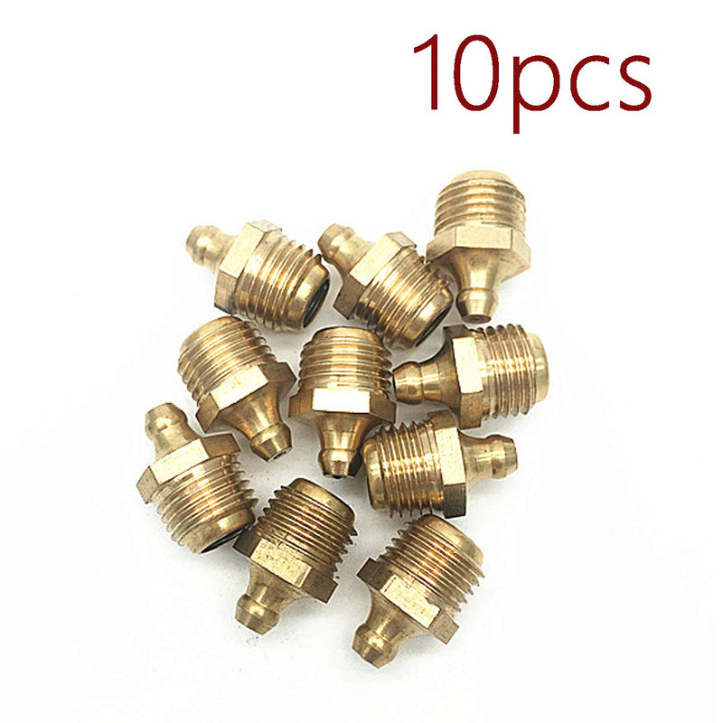 [Australia - AusPower] - COMOK Grease Fitting Metric Set, 10Pcs M10x1 Straight Brass Grease Zerk Accessories M10 X 1 