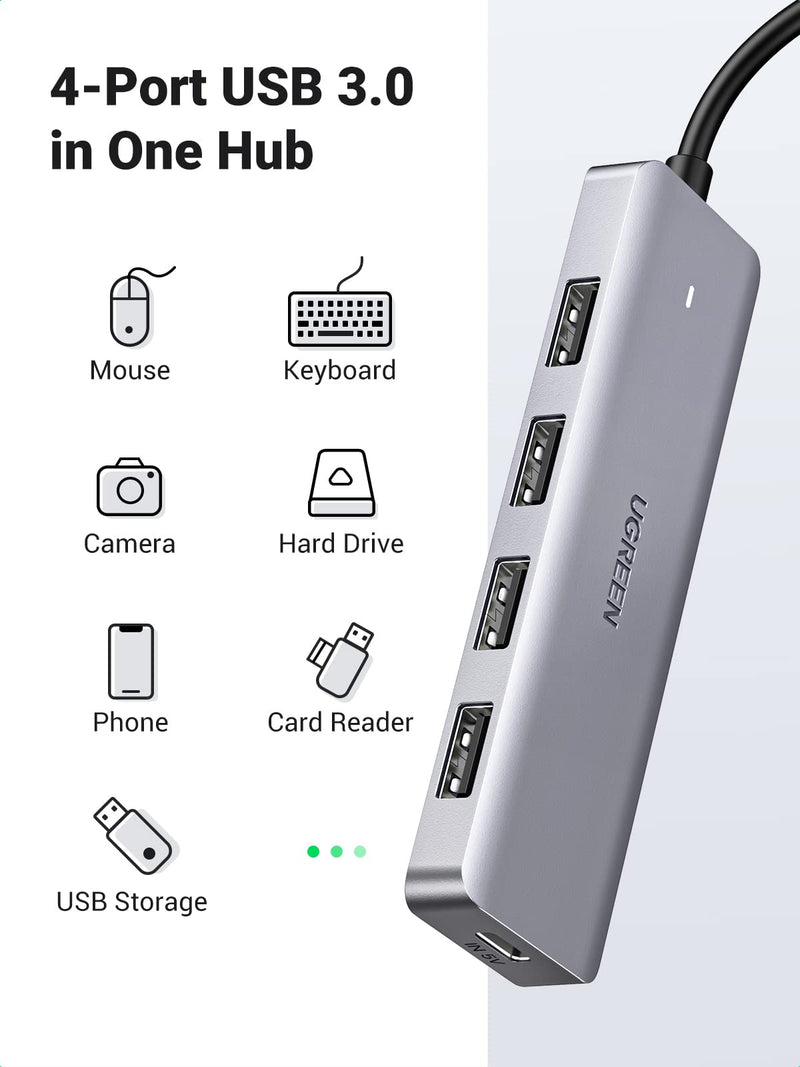[Australia - AusPower] - UGREEN USB C Hub 4 Ports USB 3.1 Type C to USB 3.0 Hub Adapter with Micro USB for MacBook Pro, iMac, Samsung Galaxy S21 S20, LG, Google Chromebook Pixelbook, Dell XPS, Oculus Rift S, Lenovo Yoga 720 