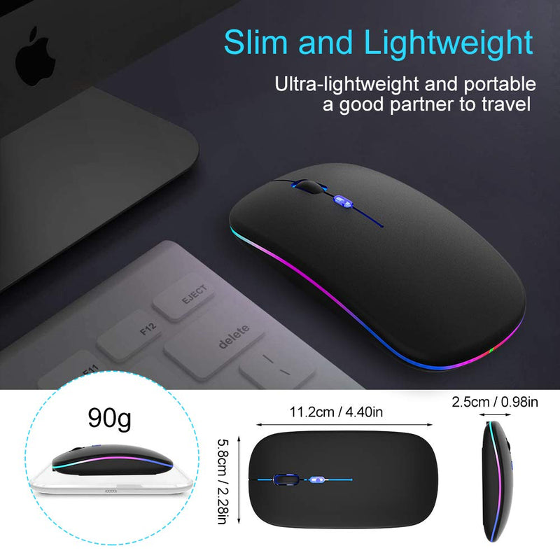 [Australia - AusPower] - LED Wireless Bluetooth Mouse for Laptop, Bluetooth 5.1 Mouse Rechargeable 2.4G Silent Mouse Portable with USB,Computer Mice Slim Optical Mouse with 3 Adjustable DPI for PC,Laptop,Notebook,Computer 