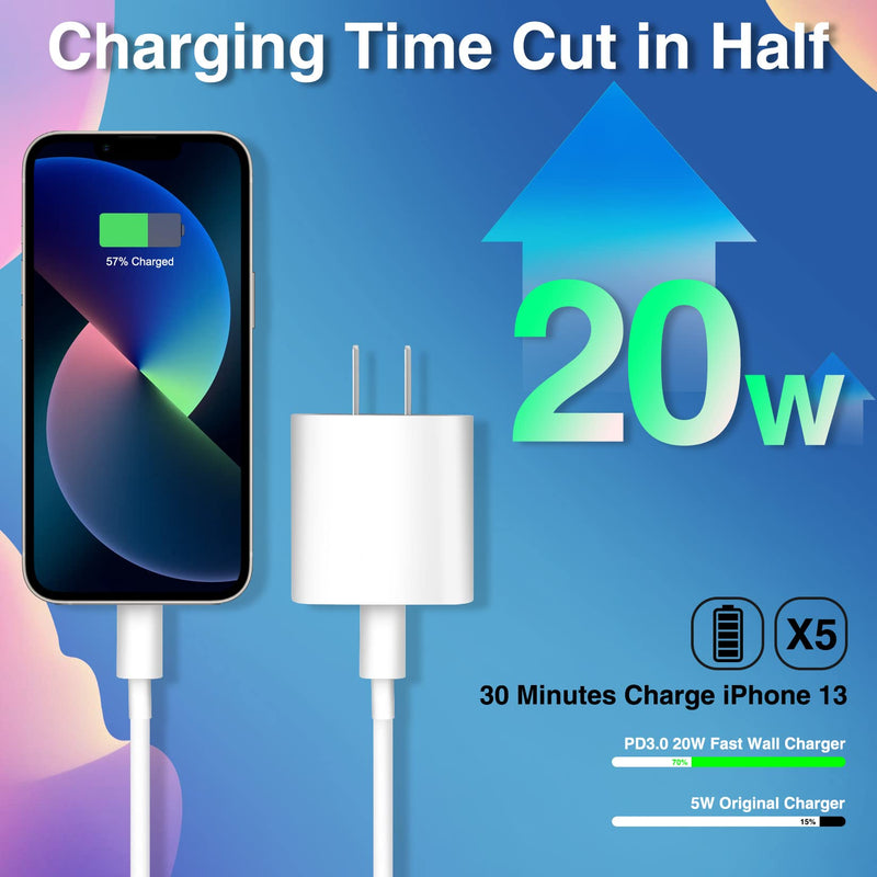 [Australia - AusPower] - Fast Charger iPhone[Apple MFi Certified] 20W PD Type C Wall Plug Charger iPhone Fast Charging Block Travel with 3FT USB C to Lightning Cable Quick Data Sync Cord for iPhone 13/12/11/Pro/Max/Mini/XS 