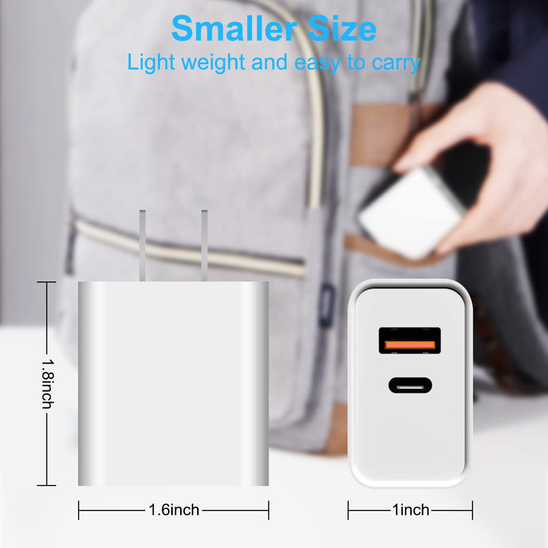 [Australia - AusPower] - USB C Wall Charger Block, 3 Pack 20W Dual Port Fast Charger, QC+PD 3.0 Plug Adapter Compatible with iPhone 14 13 12 11 Pro Max XR XS X 8 Samsung Galaxy and More 3-pack 