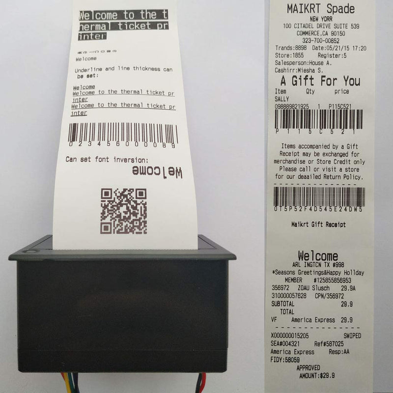 [Australia - AusPower] - Maikrt Embedded 58MM Thermal Receipt Printer Mini Printing Module Support USB and TTL Serial Port ESC/POS Commands 