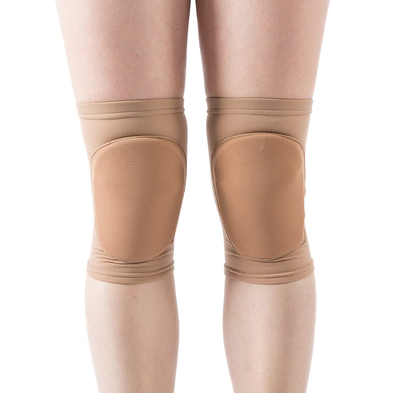 [Australia - AusPower] - DANCEYOU Dance Knee Pads Hard Sponge Volleyball Knee Brace for Big Kid Teen Adults Football Pole Dancer Workout Knee Protector M(11.8"-14.2") Tan 