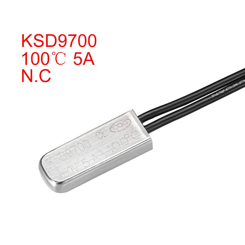 [Australia - AusPower] - uxcell KSD9700 Thermostat, 100℃ Normally Close Temperature Switch Thermal Switch, N.C 5A Metal Temperature Controller 2pcs 