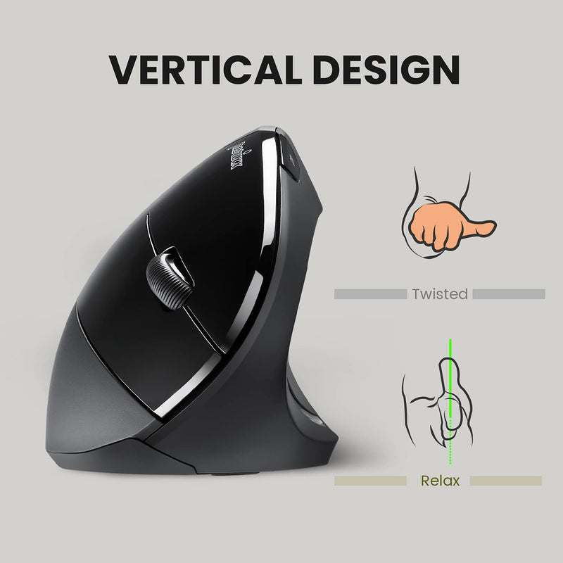 [Australia - AusPower] - Perixx PERIMICE-713 Wireless Ergonomic Vertical Mouse - 800/1200/1600 DPI - Right Handed - Recommended with RSI User Black 