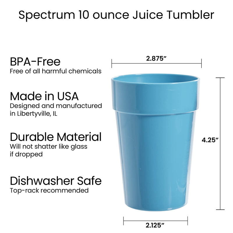 [Australia - AusPower] - US Acrylic Spectrum Unbreakable Plastic 10 ounce Stackable Juice Tumblers in 8 Assorted Colors | Set of 16 Kids Drinking Cups | Reusable, BPA-free, Made in the USA, Top-rack Dishwasher Safe 