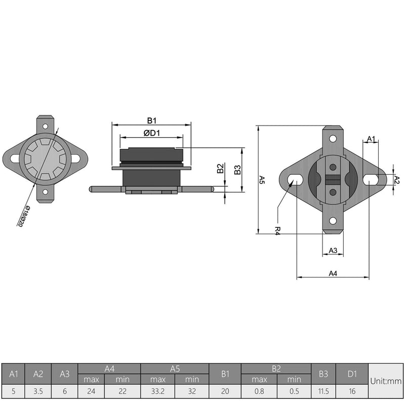 [Australia - AusPower] - Fielect 2Pcs KSD301 Thermostat 190°C/374°F Normally Closed N.C Snap Disc Limit Control Thermal Switch Microwave Thermostat Silver Tone 190c 2pcs 