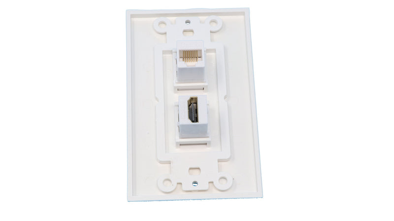[Australia - AusPower] - RiteAV - 1 x Cat6 Ethernet Female and 1 x HDMI Port Wall Plate White Decorative 