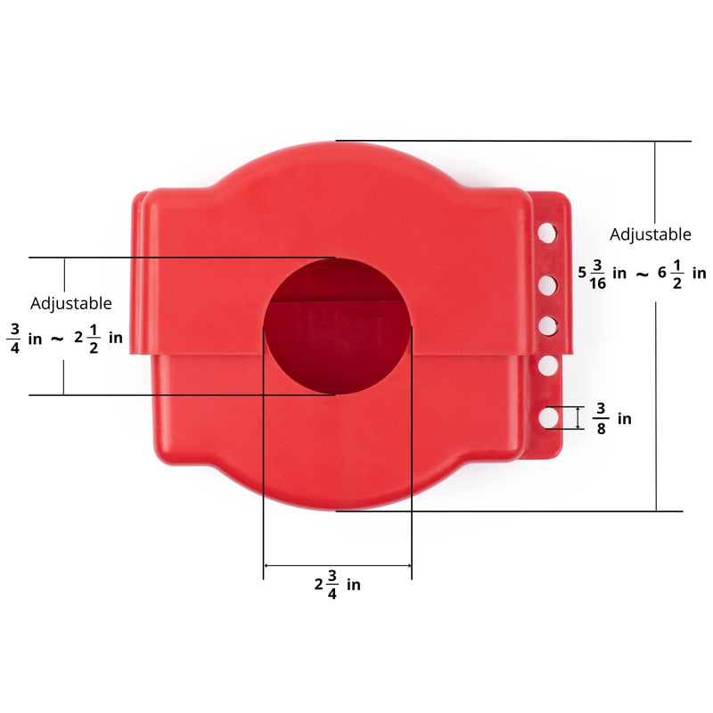[Australia - AusPower] - TRADESAFE Gate Valve Lockout - Red Valve Lockout Device, Lockout Tagout Valve Adjustable for 1 inch to 6-1/2 inch Diameter Valve Handles, Industrial Grade Polypropylene Adjustable 1"-6-½" Red 