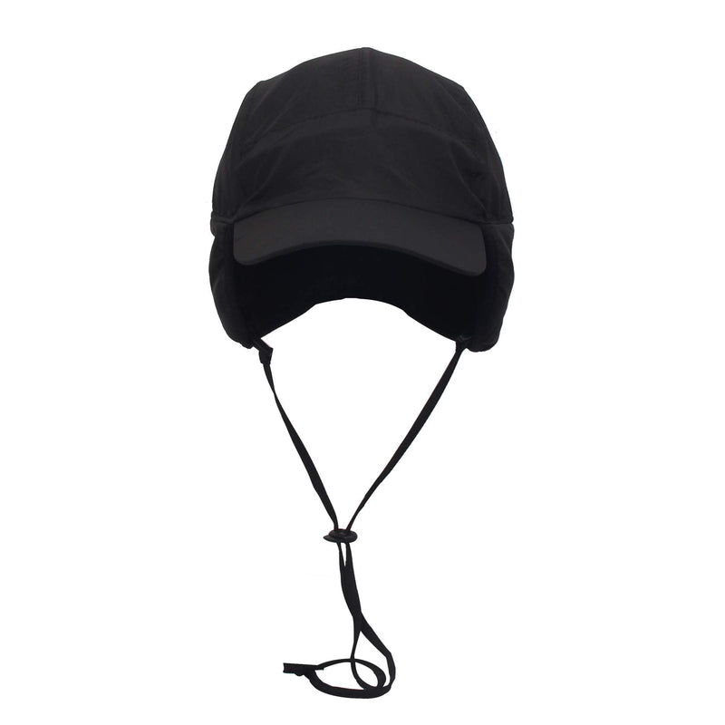 [Australia - AusPower] - Winter Baseball Earflap Cap with Detachable Windproof Strap Fleece Inside Cap Water Repellency Outdoor Cap Adult (Black) 