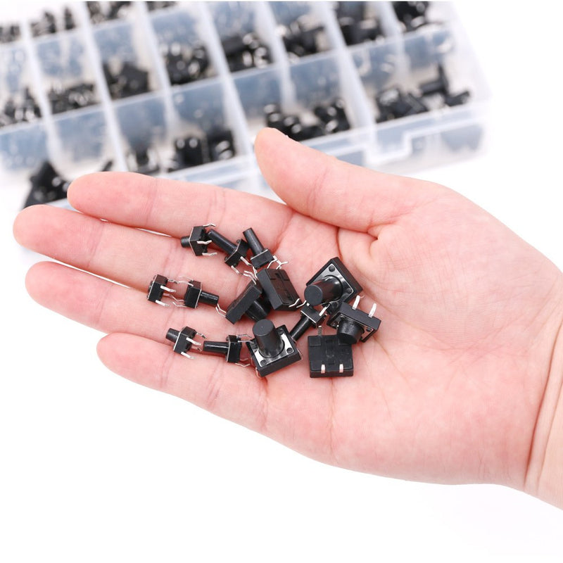 [Australia - AusPower] - Hilitchi 250-Pcs 6 x 6mm 12 x 12mm Tactile Push Button Switch Micro Momentary Tact Assortment Kit - 20 Value / 4 Pins 