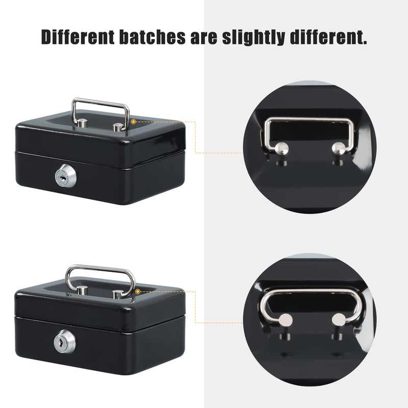 [Australia - AusPower] - Xydled Locking Steel Mini Cash Box with Removable Coin Tray and Key Lock,4.92" x 3.74" x 2.36",Black Black Small 