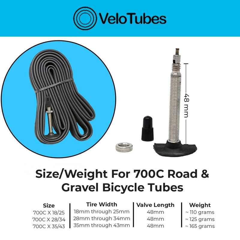 [Australia - AusPower] - VeloTubes 700C X (18/25, 28/34, 35/43) Road & Gravel 48mm Presta Valve Bicycle Inner Tubes - Bulk 6 Pack! 