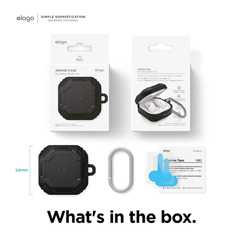 [Australia - AusPower] - elago Armor Case Compatible with Samsung Galaxy Buds 2 Pro Case (2022) / Galaxy Buds 2 Case (2021) / Galaxy Buds Pro Case (2021) / Galaxy Buds Live Case (2020) [US Patent Registered] [Black] Black 