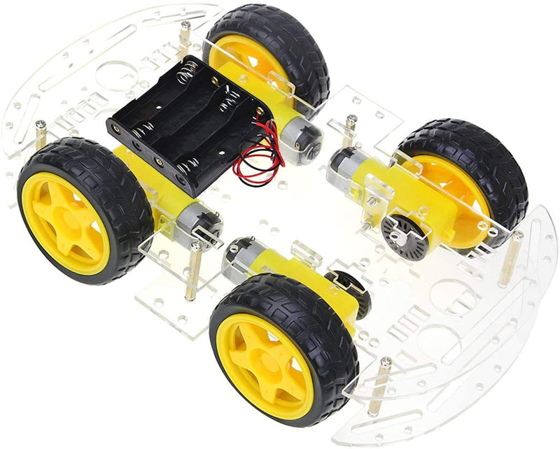 [Australia - AusPower] - YIKESHU 4WD 2 Layer Smart Robot Car Chassis Kit with Speed Encoder Battery Box for Kids Teens DIY 