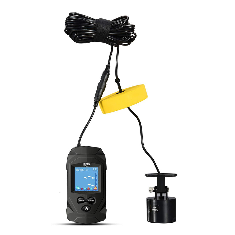 [Australia - AusPower] - LUCKY Portable Fish Finders Wired Transducer Kayak Fish Finder Kit Portable Depth Finder LCD Display for Kayak Boat Ice Fishing 