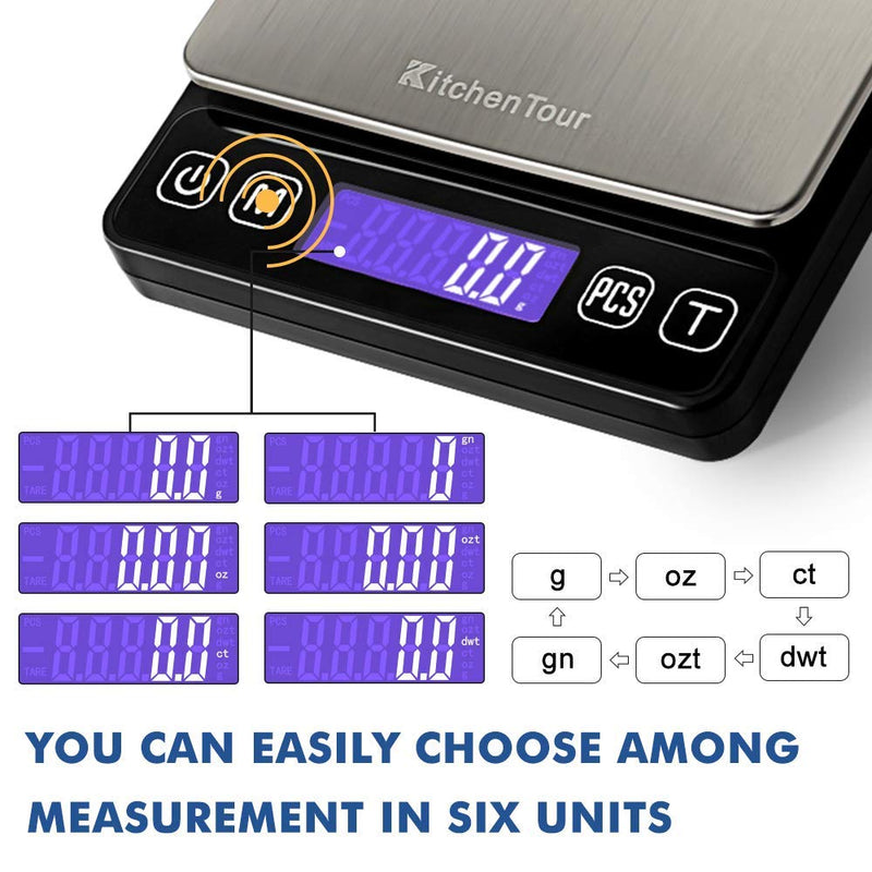 [Australia - AusPower] - Digital Pocket Scale - 0.1g /3000g Small Portable Electronic Precision Scale with Back-Lit LCD Display (Batteries Included) 3000g/0.1g 