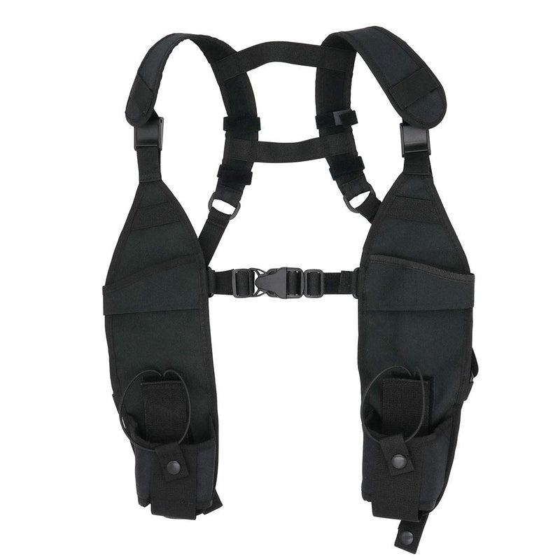 [Australia - AusPower] - GoodQbuy Universal Double Radio Shoulder Harness Chest Rig Bag Pocket Pack Holster Vest for Two Way Radio Rescue Essentials(Vest Harness) 