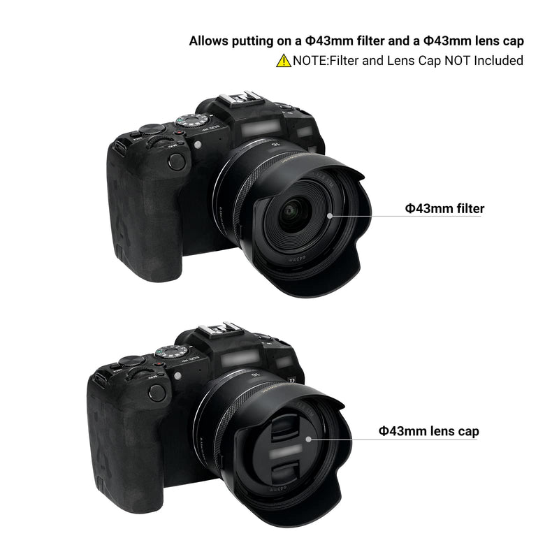 [Australia - AusPower] - Lens Hood for Canon RF 16mm F2.8 STM Lens on EOS R6 R5 RP R Camera, Reversible Lens Shade Replace Canon EW-65C Lens Hood, Compatible with 43mm Filters and 43mm Lens Cap Replace Can.EW-65C 