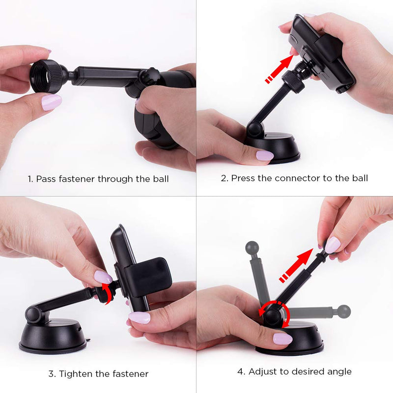 [Australia - AusPower] - Mighty Mount Car Phone Holder Mount - Adjustable Windshield and Dashboard Phone Mount for Car - Car Accessories Compatible with iPhone 13 12 11 Xs 11 Pro Max XR X Samsung Galaxy S9 S8+ Note 10 Windshield Mount 