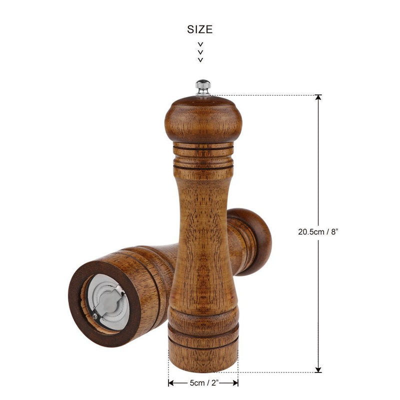 [Australia - AusPower] - 2PCS Salt and Pepper Grinder, Solid Wood Sea Salt and Pepper Shakers, Pepper Mill & Salt Mill With Adjustable Coarseness, Premium Spice Grinder Easy To Use 8 INCH, Ideal Gift for Parents & Friends 2PCS 8 INCH 