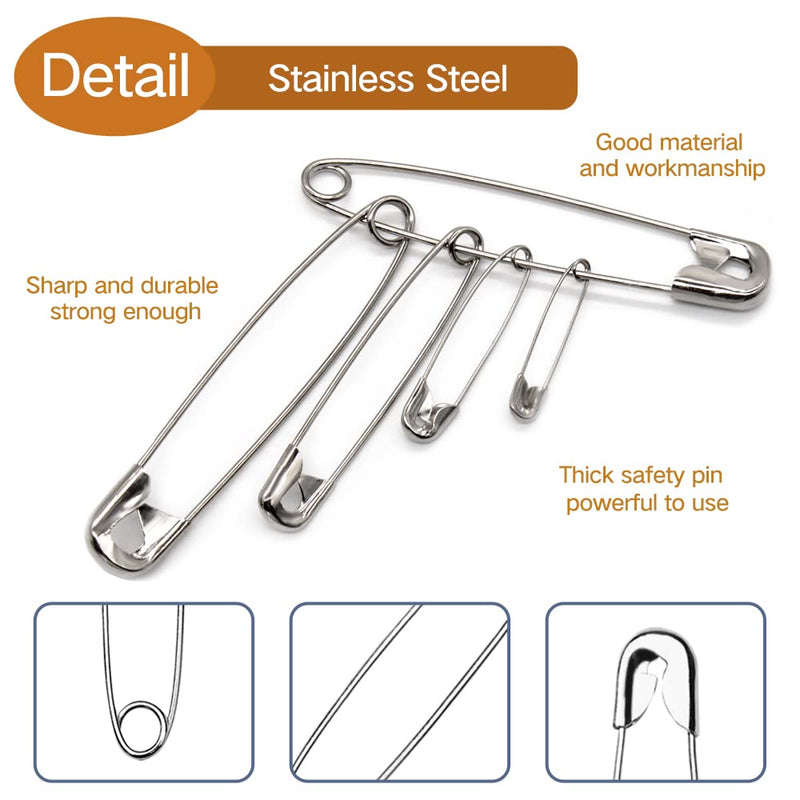 [Australia - AusPower] - Tkiaea 3 Inches Large Safety Pins, Pack of 50, Big Heavy Duty Safety Pins, Safety Pins Bulk, Stainless Steel Safety Pins Silver 3 inch 