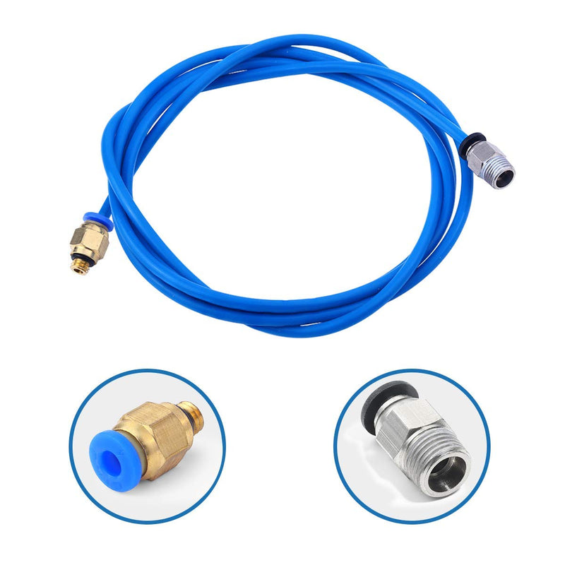 [Australia - AusPower] - Zeelo 4 Pieces Teflon Tube PTFE Blue Tubing (1.5m) with 4 Pieces PC4-M6 Quick Fitting and 4 Pieces Straight Pneumatic Fitting Push for PC4-M10 to Connect for 3D Printer 1.75mm Filament 